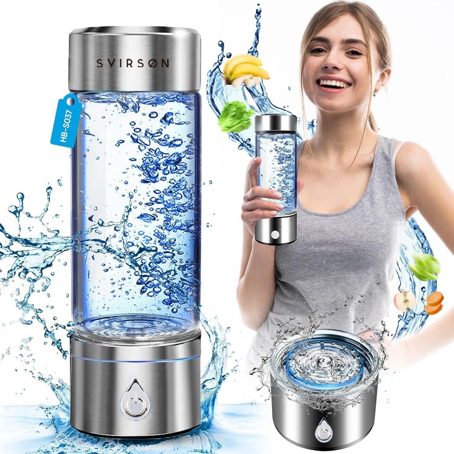 Hydrogen Water Bottle Generator - Portable Antioxidant Water Maker with SPE/PEM Technology, Platinum-Coated Titanium Electrode, USB Charging - Ideal for Health, Fitness